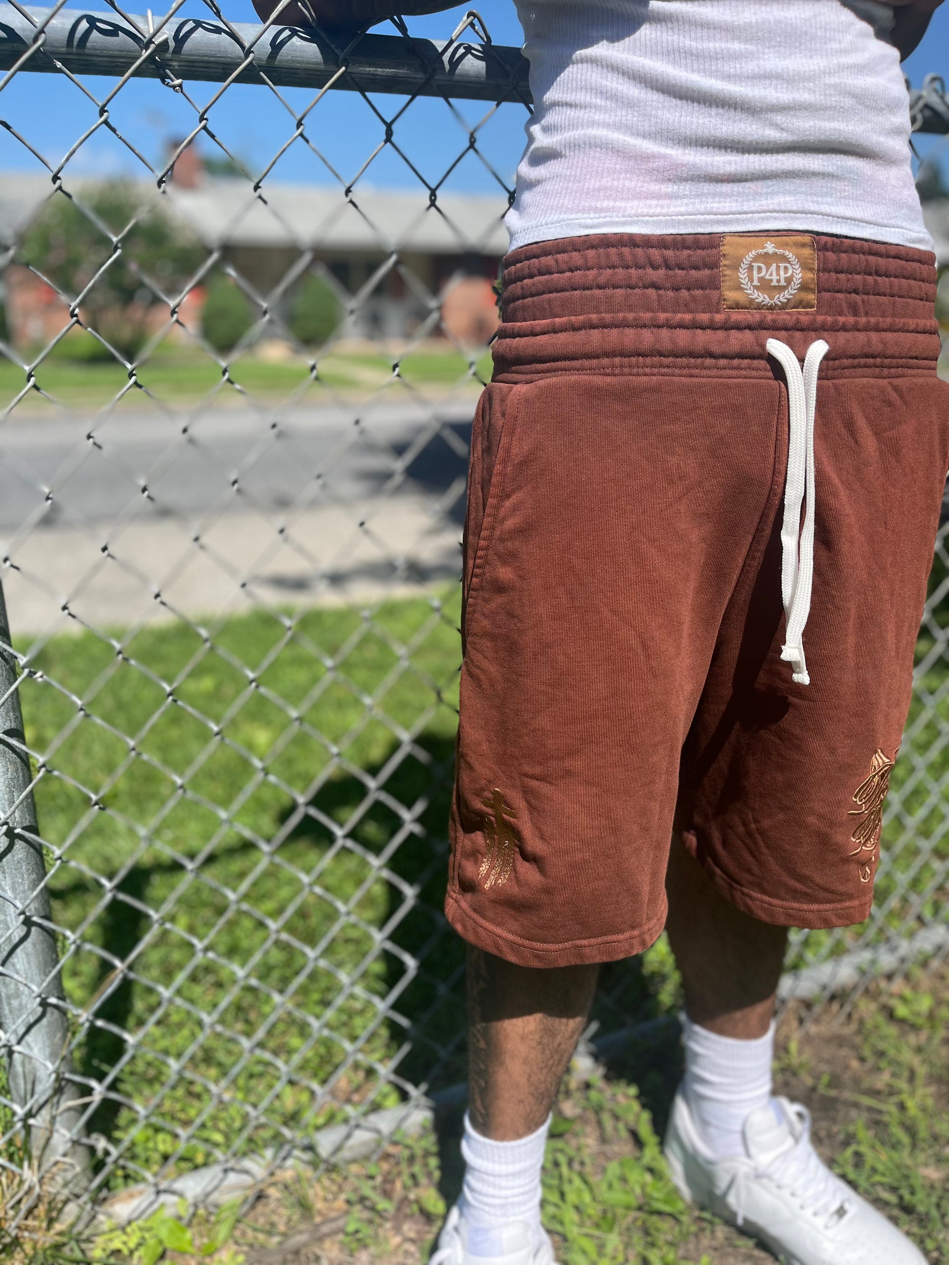 Washed “Brown” Double Waisted Shorts