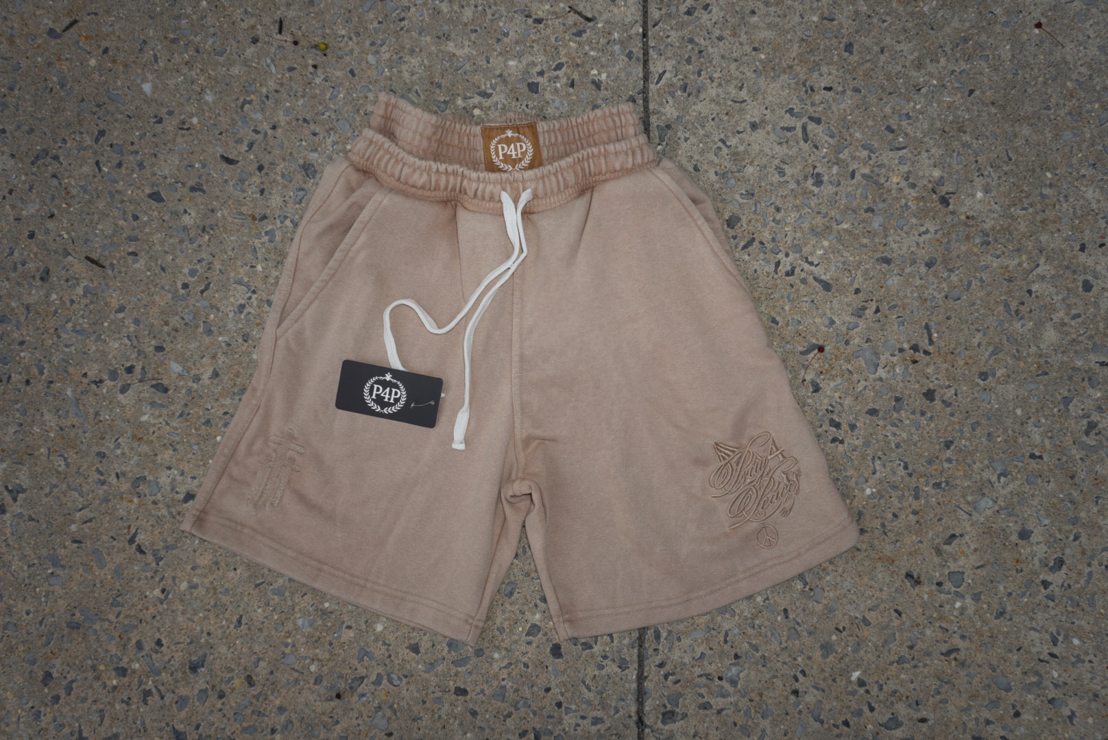 Washed “Creme” Double Waisted Shorts