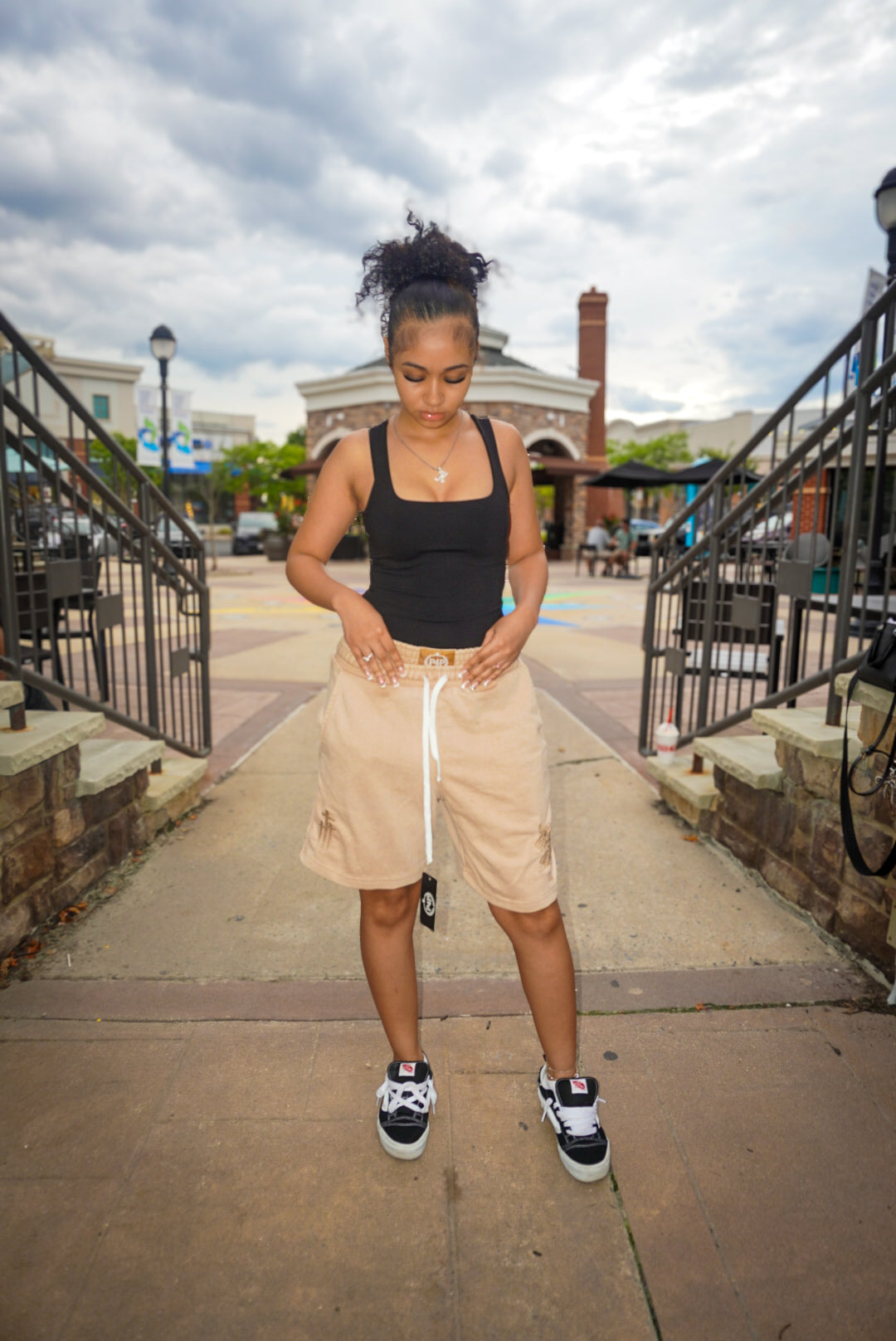 Washed “Creme” Double Waisted Shorts